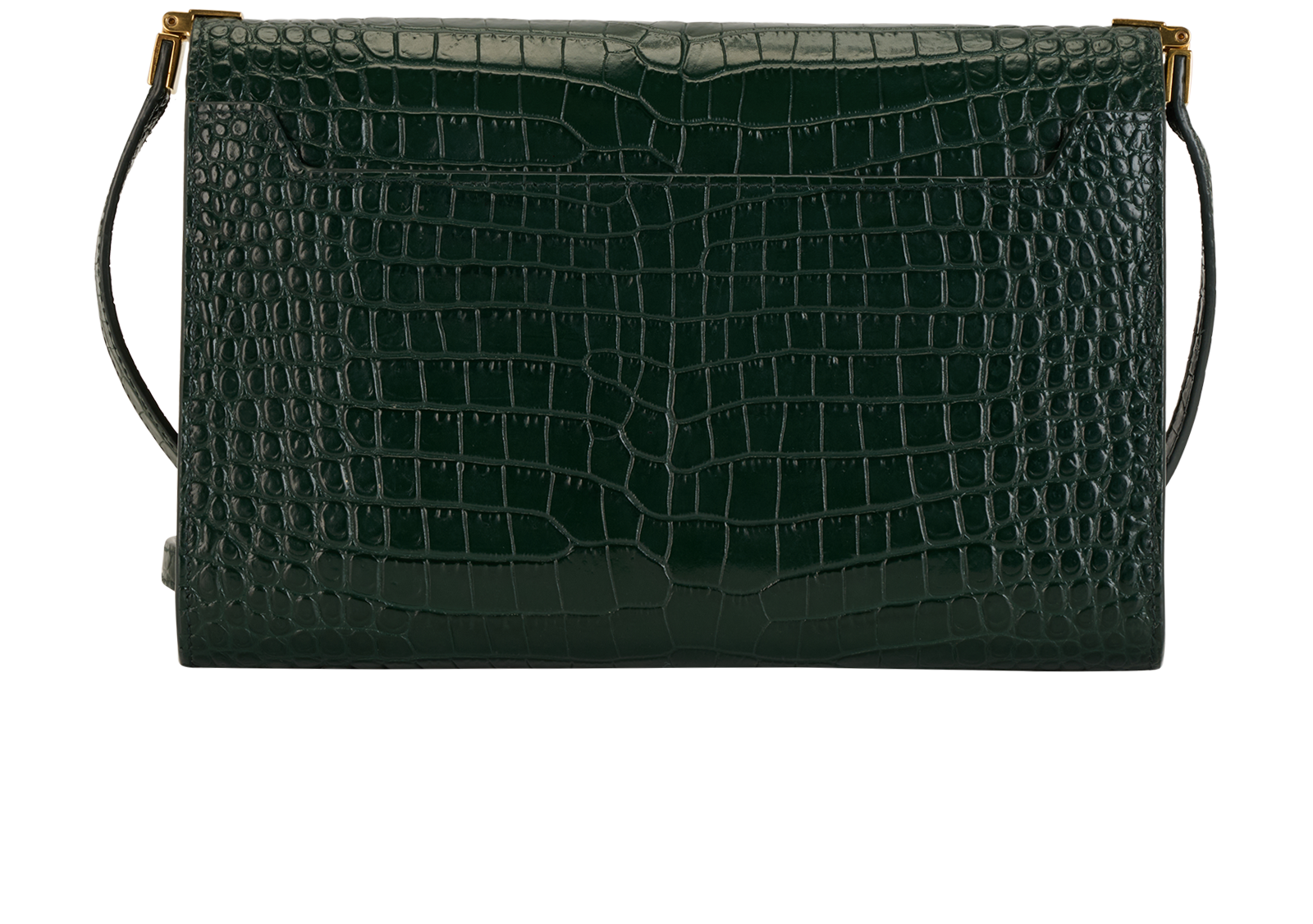 Croc-Embossed Uptown Crossbody, &pound;895, Handbags, Green, Leather, Back view